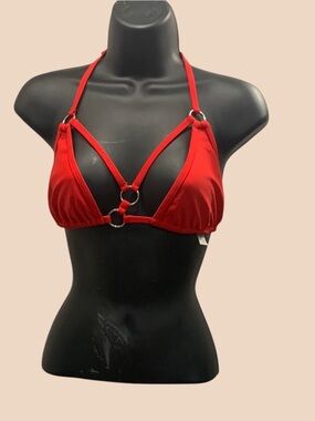 Vibrant Red Strappy Bikini Bottom